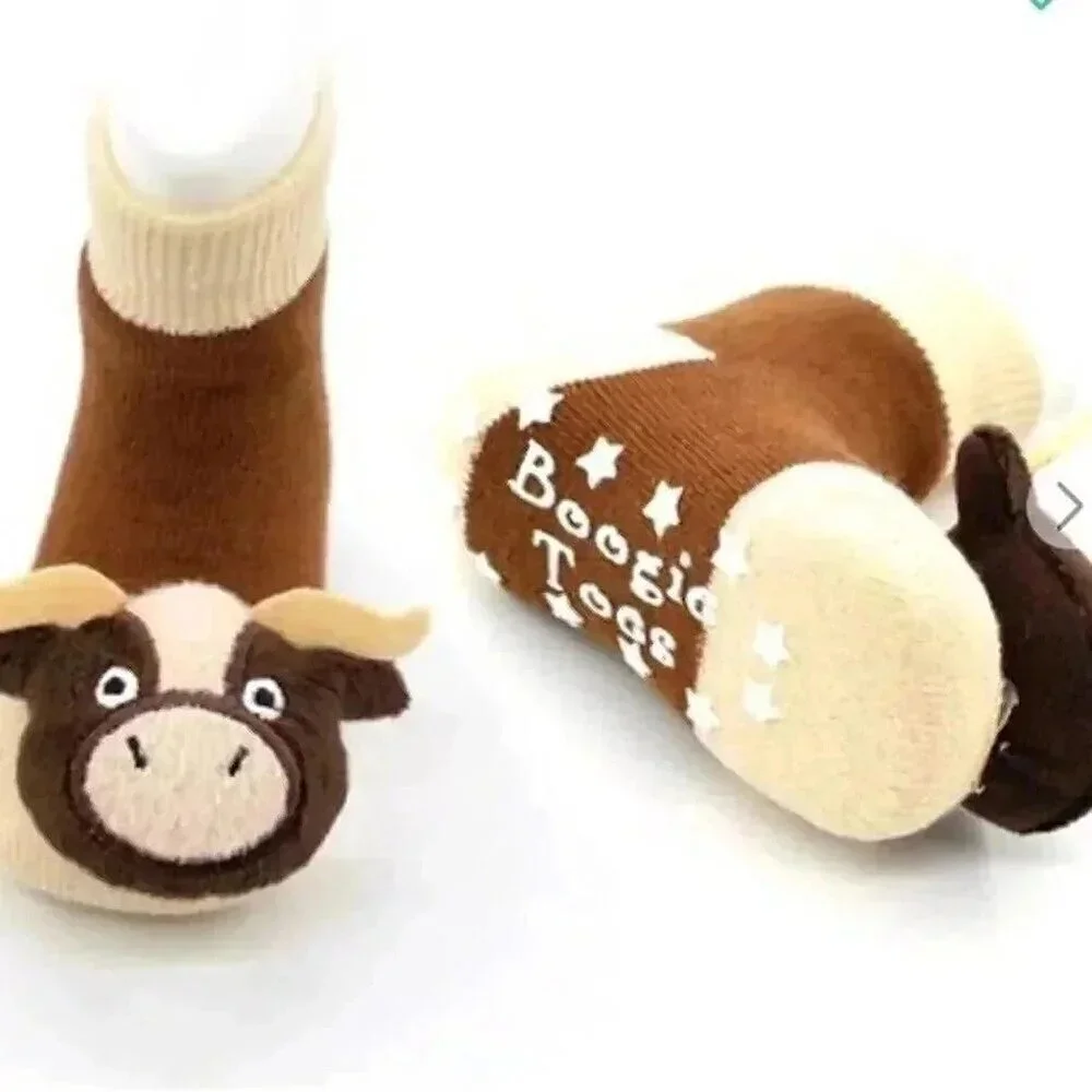 NWT boogie toes boutique longhorn Steer or bull rattle socks size 1-2Y